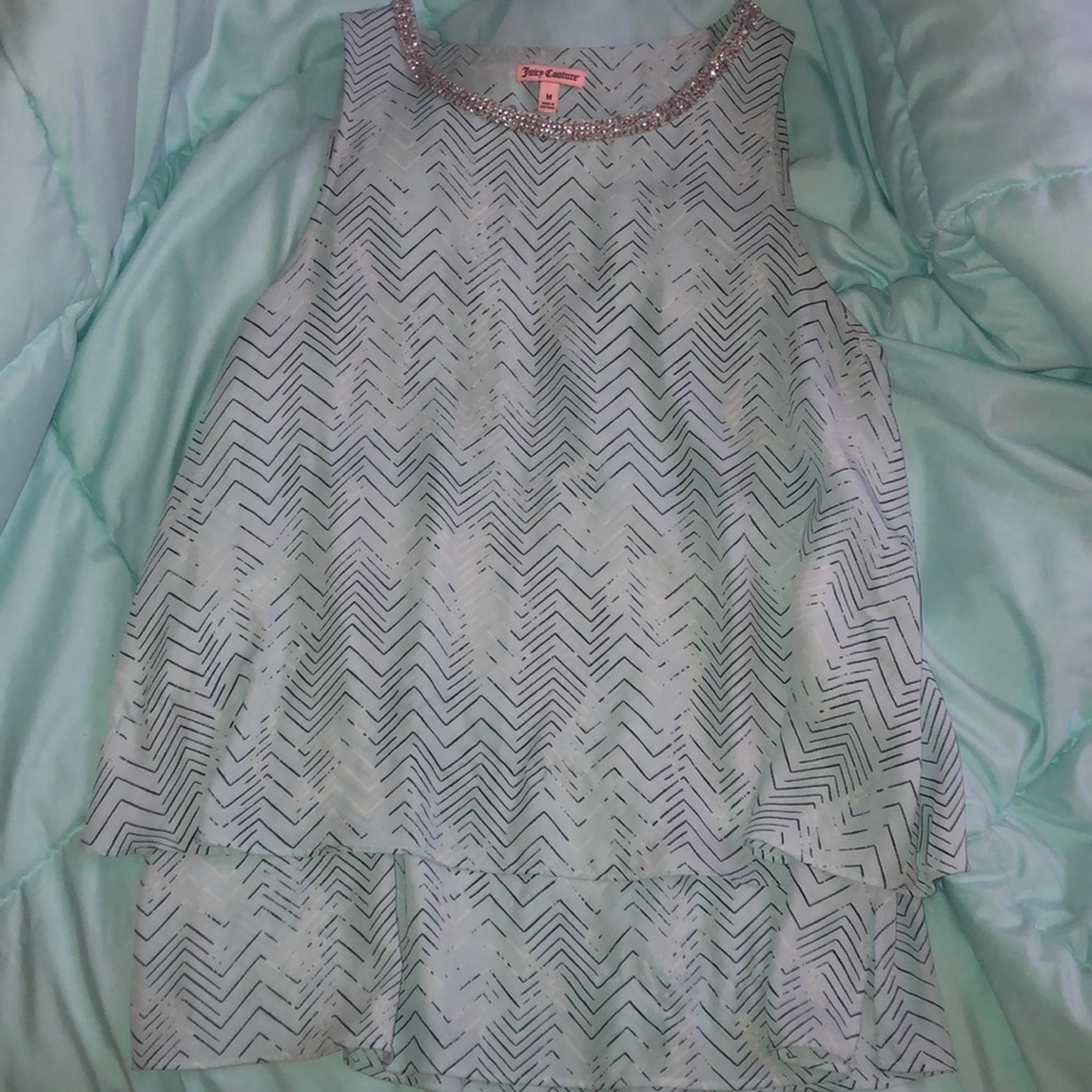 Light blue layered tank top with diamonds